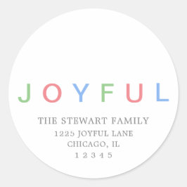 Joyful Colorful Pastel Return-adres voor kerstmis Ronde Sticker