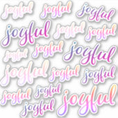 Joyful Colorful Pink Script Girly Feestdagen Sticker (Voorkant)