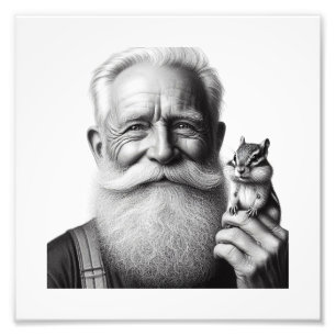 Joyful Companions: Ouder Man en Chipmunk Wall Art Foto Afdruk