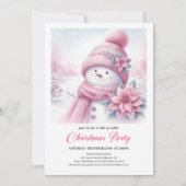 Joyful Coquette Snowman Editable Christmas Invite  Kaart (Voorkant)