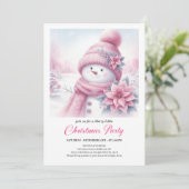 Joyful Coquette Snowman Editable Christmas Invite  Kaart (Staand voorkant)