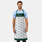 Joyful cozy cabin Christmas pattern monogram name Schort (Gedragen)