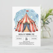 Joyful Custom Waterverf Circus Verjaardag Kaart (Staand voorkant)