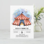 Joyful Custom Waterverf Circus Verjaardag Kaart (Staand voorkant)