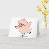 Joyful Dancing Pig Kaart (Gele Bloem)