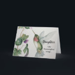 Joyful Daughter Birthday Hummingbird Elegant Kaart<br><div class="desc">Je dochter zal blij zijn met deze waterverf van kolibrie op haar verjaardag. Ze zal het citaat aanprijzen: "Net als de vleugels van een kolibrie is je liefde een vreugdevol cadeau." Het elegante ontwerp werd gemaakt van mijn oorspronkelijke kunstwerk in zachte kleuren van roze en groen. Ideaal voor een vrouw...</div>