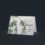 Joyful Daughter Verjaardag Kolibrie Elegant Kaart<br><div class="desc">Uw dochter zal blij zijn met deze kolibrie waterverf kaart op haar verjaardag. Ze zal het citaat aanbidden: "Net als kolibrievleugels is je liefde een vreugdevol geschenk." Het elegante ontwerp is gemaakt van mijn originele kunstwerk in zachte kleuren van roze en groen. Perfect voor een vrouw die de vreugde in...</div>