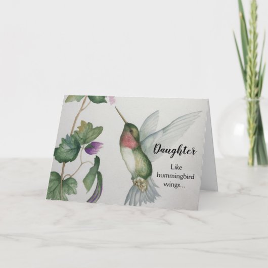 Joyful Daughter Verjaardag Kolibrie Elegant Kaart (Voorkant)