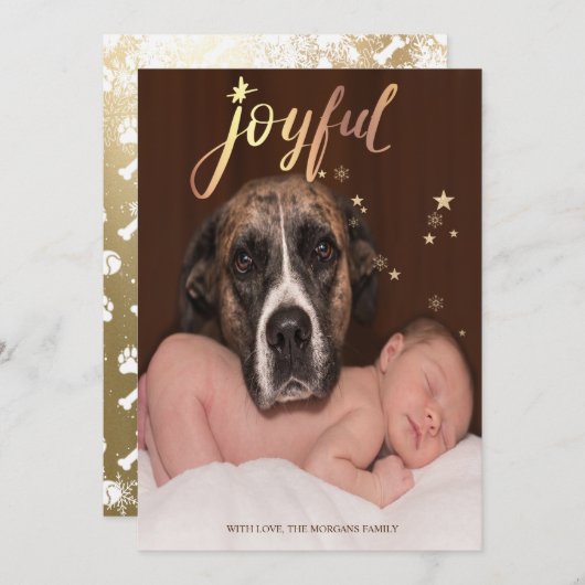 Joyful,Dog Paws met kerstmis (Voorkant / Achterkant)