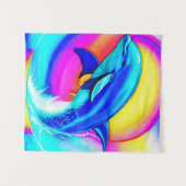 Joyful Dolphin in Rainbow Colors Wandkleed (Voorkant (horizontaal))