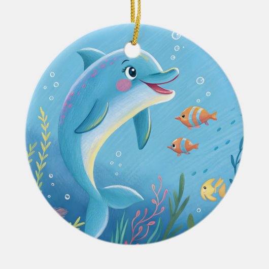 Joyful Dolphin Moments Keramisch Ornament (Voorkant)