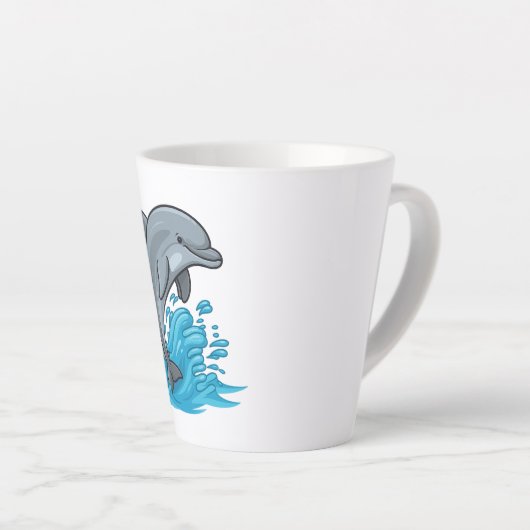 Joyful Dolphin Splash - Latte Mug Latte Mok (Rechterhoek)