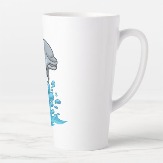 Joyful Dolphin Splash - Mug Latte Mok (Rechts)