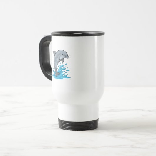 Joyful Dolphin Splash - Mug Reisbeker (Voorkant links)