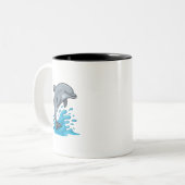 Joyful Dolphin Splash - Mug Tweekleurige Koffiemok (Voorkant links)