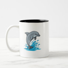 Joyful Dolphin Splash - Mug Tweekleurige Koffiemok