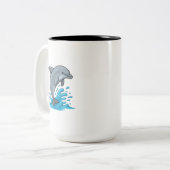 Joyful Dolphin Splash - Mug Tweekleurige Koffiemok (Voorkant links)