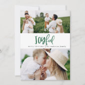 Joyful drie fotoscript tartan family vakantie feestdagenkaart (Voorkant)