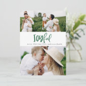 Joyful drie fotoscript tartan family vakantie feestdagenkaart (Staand voorkant)