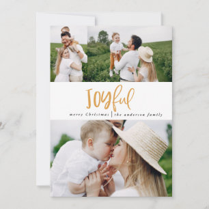 Joyful drie fotoscript tartan family vakantie feestdagenkaart