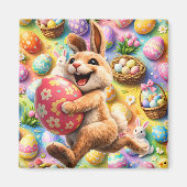 Joyful Easter bunny and floral egg decorative mag Magneet (Voorkant)