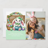 "Joyful Easter! Cute Rabbit and Family Photo" Kaart (Voorkant)