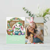 "Joyful Easter! Cute Rabbit and Family Photo" Kaart (Staand voorkant)