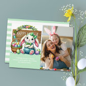 "Joyful Easter! Cute Rabbit and Family Photo" Kaart