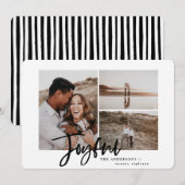 Joyful eenvoudige elegante multi-foto kerstkaart (Voorkant / Achterkant)