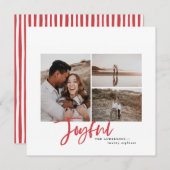 Joyful eenvoudige elegante multi-foto kerstkaart (Voorkant / Achterkant)