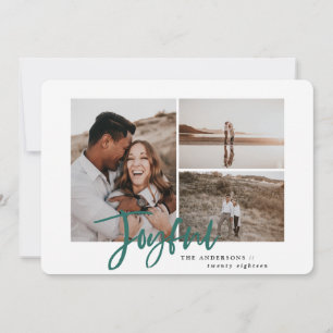 Joyful eenvoudige elegante multi-foto kerstkaart