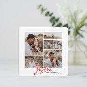 Joyful eenvoudige elegante multi-foto kerstkaart (Staand voorkant)