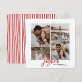 Joyful eenvoudige elegante multi-foto kerstkaart (Voorkant / Achterkant)
