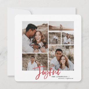Joyful eenvoudige elegante multi-foto kerstkaart