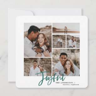 Joyful eenvoudige elegante multi-foto kerstkaart