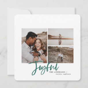 Joyful eenvoudige elegante multi-foto kerstkaart