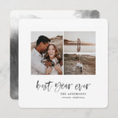 Joyful eenvoudige elegante multi-foto kerstkaart (Voorkant / Achterkant)