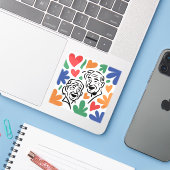 Joyful Elderly Couple Heart Art - Whimsical Love & Sticker (Laptop met iPhone)