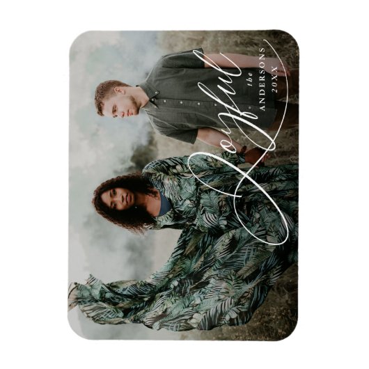 Joyful Elegance Script Holiday Foto Magneet (Verticaal)