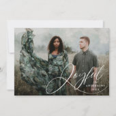 Joyful Elegance Script Photo Holiday Kaart (Voorkant)