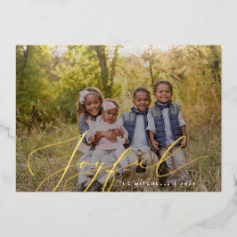 Joyful Elegant Calligraphy Overlay Photo Folie Feestdagenkaart