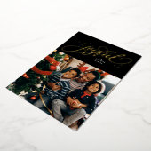 Joyful elegant foto zwarte kerst folie feestdagenkaart (Gedraaid)