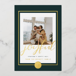 Joyful Elegant Gold Family Photo Folie Holiday Kaa Folie Feestdagenkaart