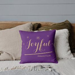 Joyful Elegant Personalized Familienaam Paars Kussen