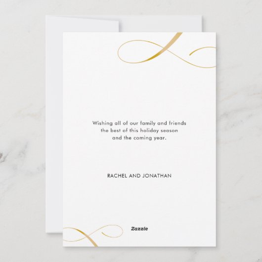 Joyful Elegant Script Photo met Kerstmis Feestdagenkaart (Achterkant)