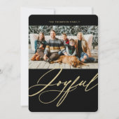 Joyful Elegant Script Photo met Kerstmis Feestdagenkaart (Voorkant)