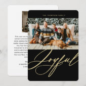 Joyful Elegant Script Photo met Kerstmis Feestdagenkaart (Voorkant / Achterkant)