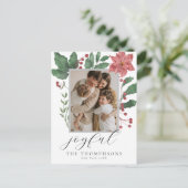 Joyful Elegant Winter Botanicals Photo Feestdagenkaart (Staand voorkant)