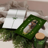 Joyful Elegant Winter Pine Tree Wreath Photo Frame Folie Feestdagenkaart