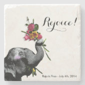 Joyful Elephant - Leef voor de Dag! Stenen Onderzetter (Voorkant)